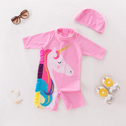 Little Sunfish | Costume da Bagno per Neonati con Cappello Solare UPF 50+