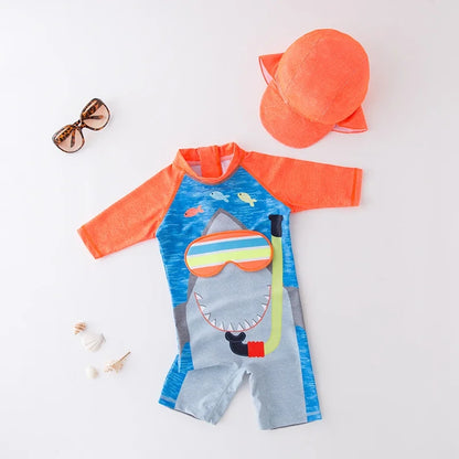 Little Sunfish | Costume da Bagno per Neonati con Cappello Solare UPF 50+