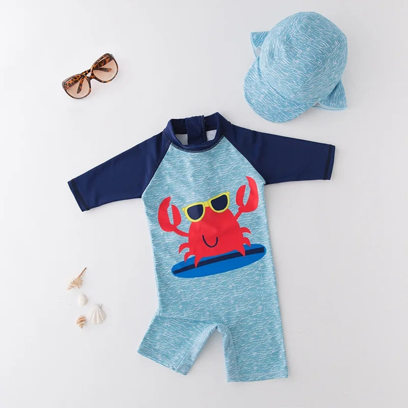 Little Sunfish | Costume da Bagno per Neonati con Cappello Solare UPF 50+