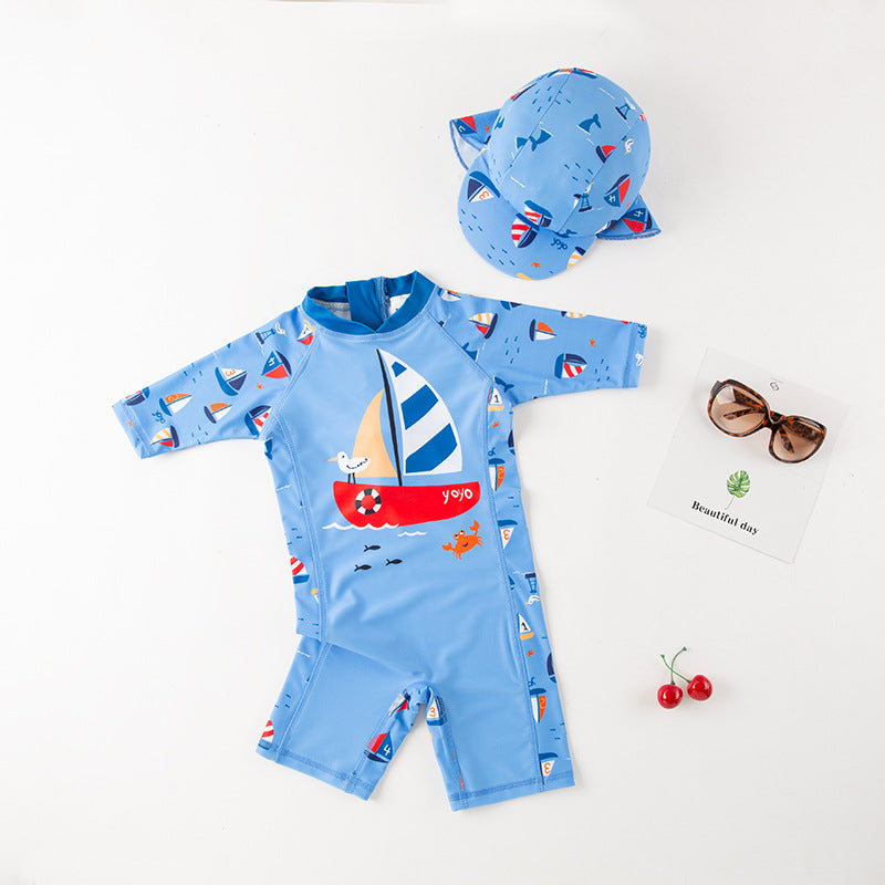 Little Sunfish | Costume da Bagno per Neonati con Cappello Solare UPF 50+